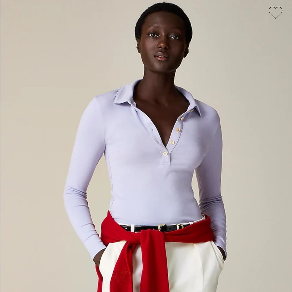 J Crew Refined rib long-sleeve polo shirt size M